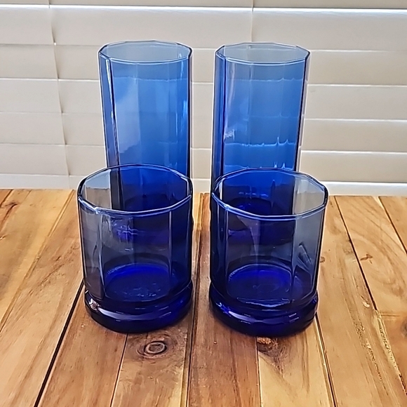 Set of 4 Glasses - Color Blue - Picture 1 of 7